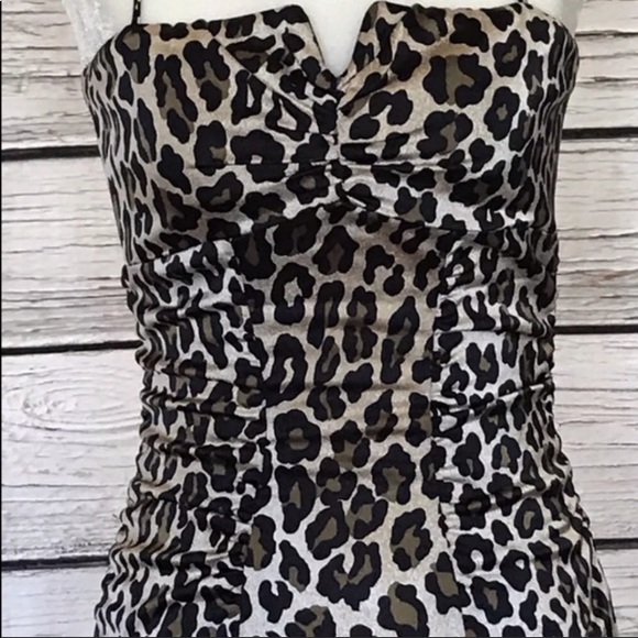 Cache Leopard Party Cocktail Satin Pencil Dress - Picture 3 of 4